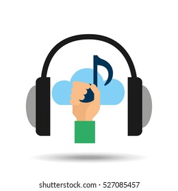 music online cloud headphone  note vector illustration eps 10