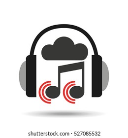 music online cloud headphone note sound vector illustration eps 10