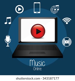 Music online graphic design with icons, vector illustration eps10