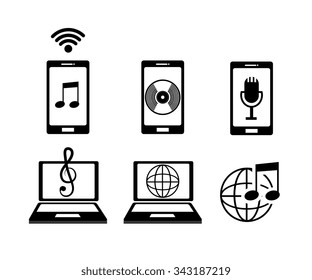 Music online graphic design with icons, vector illustration eps10