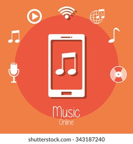 Music online graphic design with icons, vector illustration eps10
