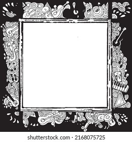Music ornament, black and white frame