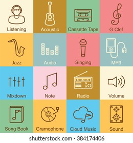 music outline design, vector infographic elements