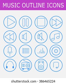 Music outline design.Multimedia icons.Vector illustration