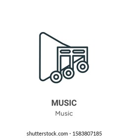 Music outline vector icon. Thin line black music icon, flat vector simple element illustration from editable music concept isolated on white background
