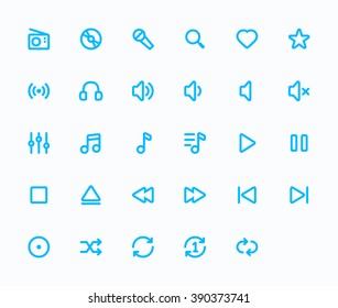 Music outline vector icons. 29 Icons, 4 pixel stroke & 48x48 resolution