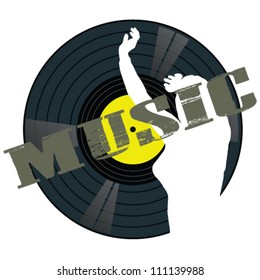 music panel with girl vector
