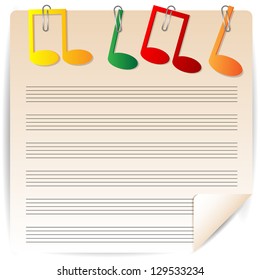 music paper is decorated by varicoloured notes
