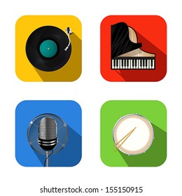 Music and party apps icon set  over white background