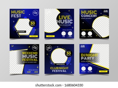 Music party banner template for social media post, flyer and web banner