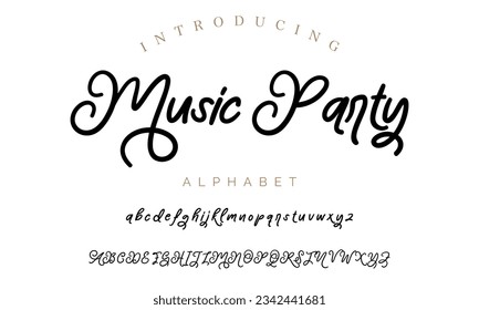Music Party Best Alphabet Birdsong Amazing Script Signature Logotype Font lettering handwritten