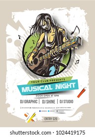 Music party brochure, flyer, magazine cover & poster template, vector illustration. 