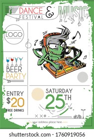 Music party brochure, flyer, magazine cover & poster template, vector illustration. 