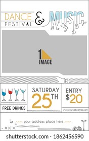 Music party brochure, flyer, magazine cover and poster template, vector illustration. 