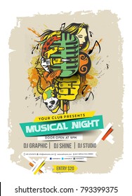 Music party brochure, flyer, magazine cover & poster template, vector illustration. 