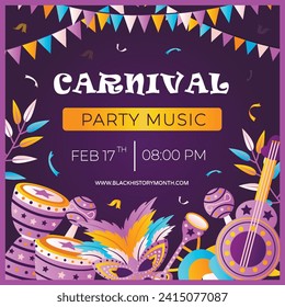 music party carnival invitation brochure template vector design