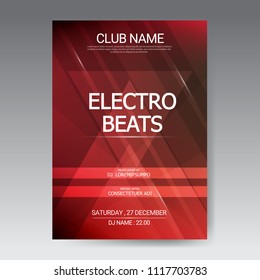 Music Party EDM Sound Poster. Electronic Club Fun Music. Musical Event Disco Trance Sound. Night Party Invitation. DJ Flyer Poster.