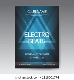 Music Party EDM Sound Poster. Electronic Club Fun Music. Musical Event Disco Trance Sound. Night Party Invitation. DJ Flyer Poster.