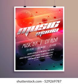 music party event flyer with colorful background