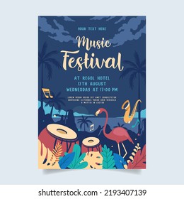 Music party festival in creative style with modern shape template design