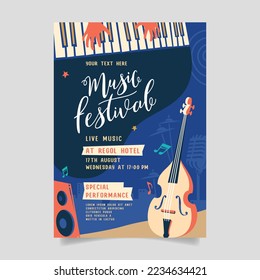 Music party festival in creative style with modern shape template design