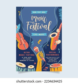 Music party festival in creative style with modern shape template design