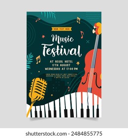 Music party festival in creative style with modern shape template design