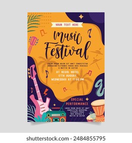 Music party festival in creative style with modern shape template design