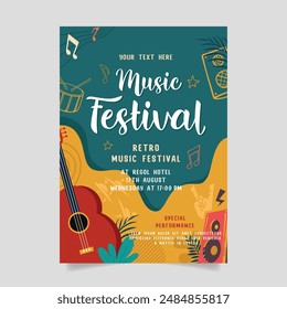 Music party festival in creative style with modern shape template design