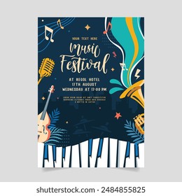 Festival de fiesta de música en estilo creativo con diseño de Plantilla de forma moderna