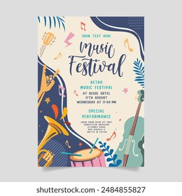 Festival de fiesta de música en estilo creativo con diseño de Plantilla de forma moderna