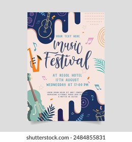 Music party festival in creative style with modern shape template design