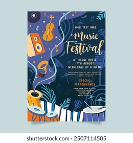 Music party festival in creative style with modern shape template design