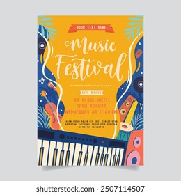 Festival de fiesta de música en estilo creativo con diseño de Plantilla de forma moderna