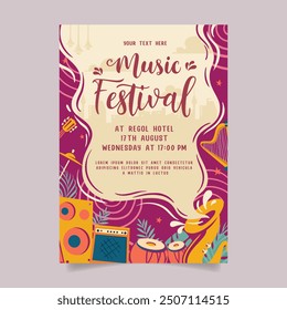 Music party festival in creative style with modern shape template design