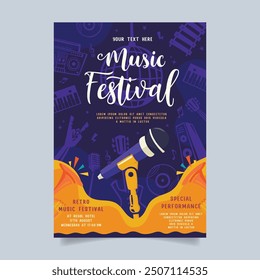 Festival de fiesta de música en estilo creativo con diseño de Plantilla de forma moderna