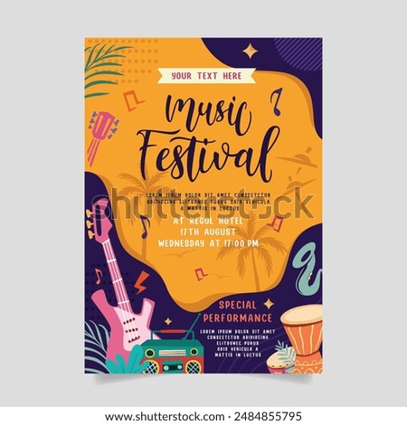 Music party festival in creative style with modern shape template design