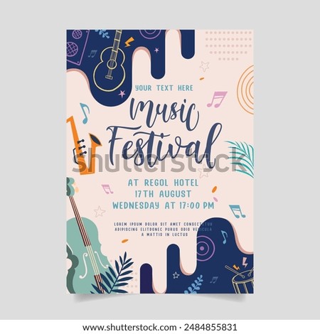Music party festival in creative style with modern shape template design
