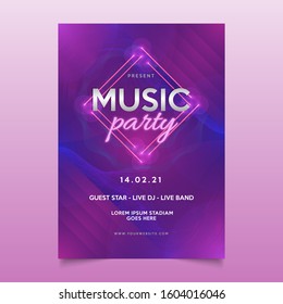 Music party / festival poster, flyer, brochure template. Electro style concert music party event flyer invitation.