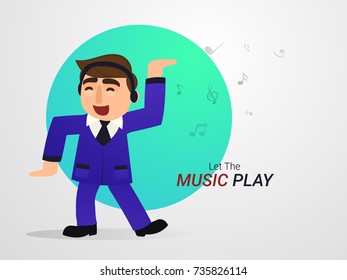Music party flyer with Dancing character of Man.