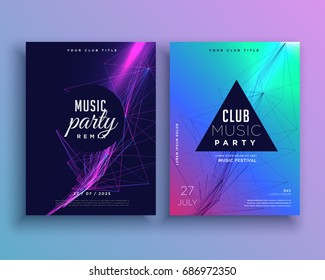 music party invitation poster template set