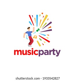 Music party  logo or Dance party logo design celebration 
