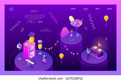 Fiesta musical - moderno banner vectorial isométrico
