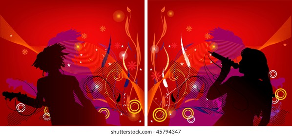 Music, party, mood on a red background