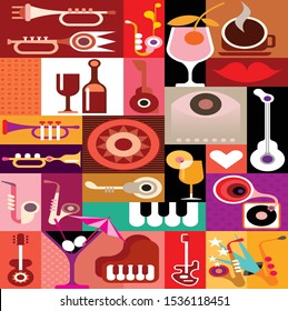 Music party pop art vector collage