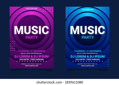 Music party poster template collection 