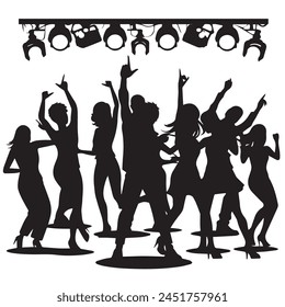 Music party silhouette black and white. Vector Design