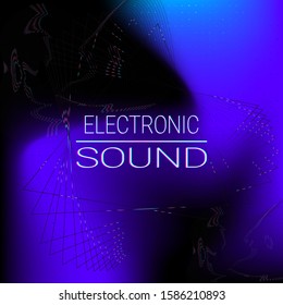 Music party. Sound waves. Neon Colorful elements. Event poster. Abstract cover design. Vector illustration.