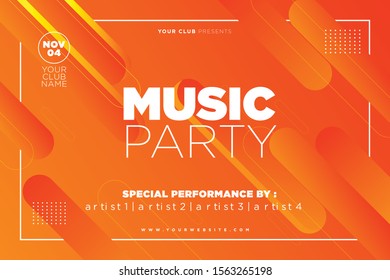 Music Party Template In orange Color and rounded Shape