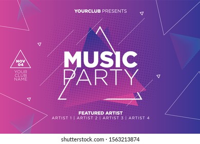 Music Party Template In Purple Color and Triangle Shape